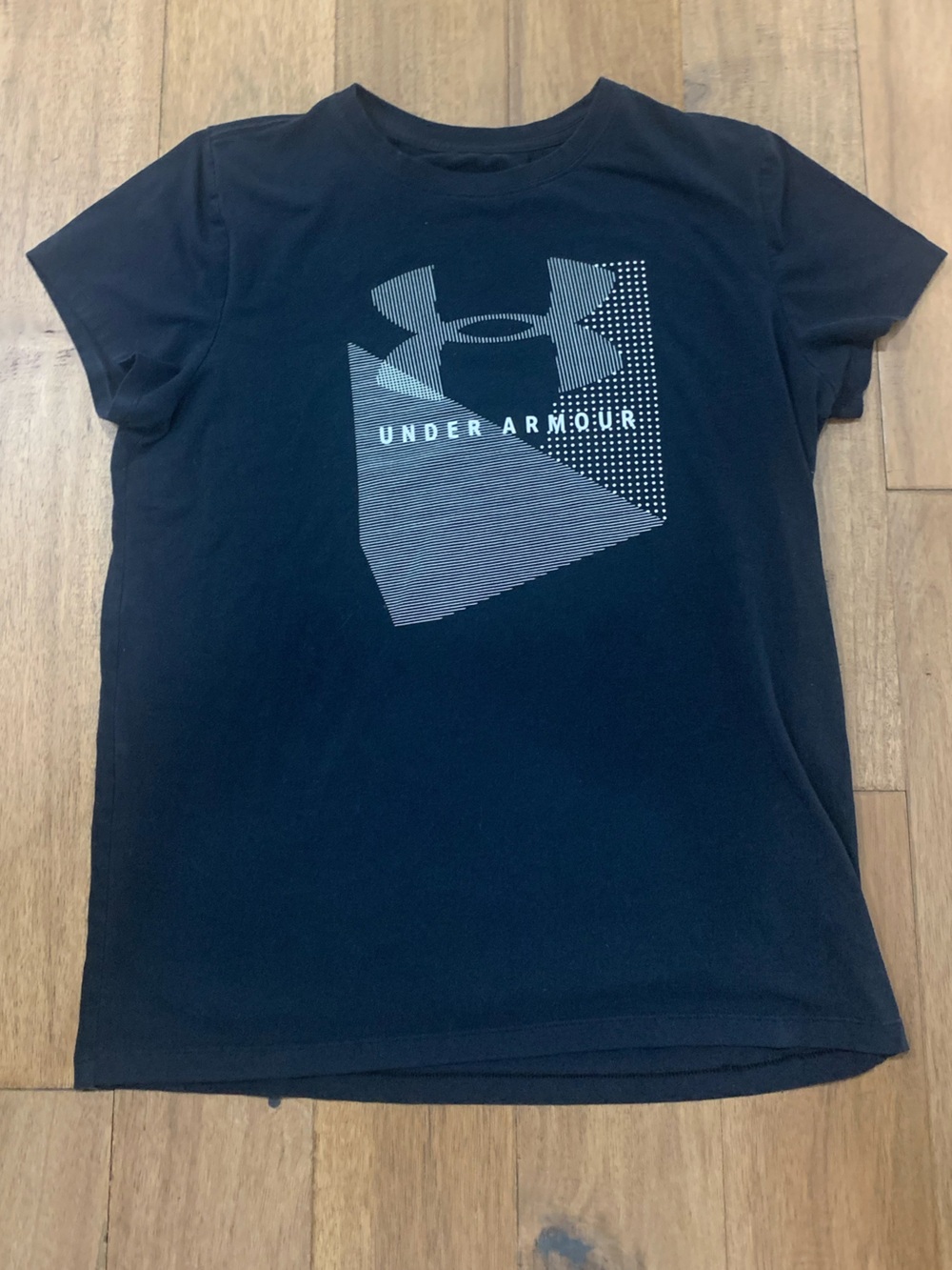 Womens Under Armour Black Short-Sleeve Logo Graphic Tee Size L